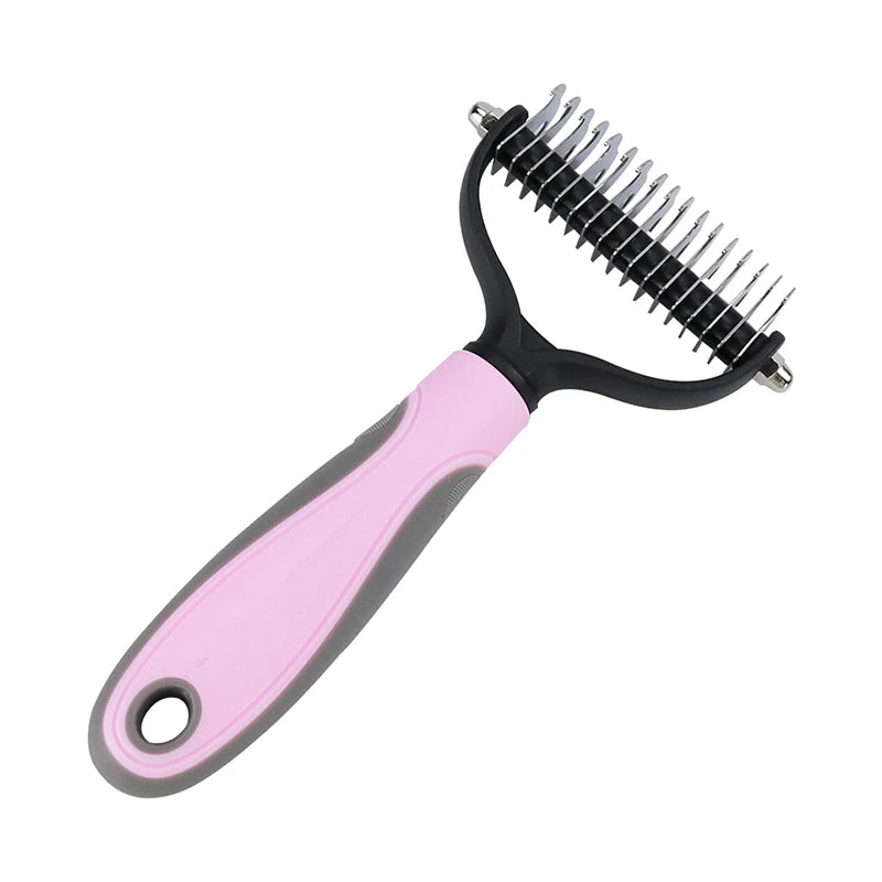 Pet Fur Knot Comb Pink Large