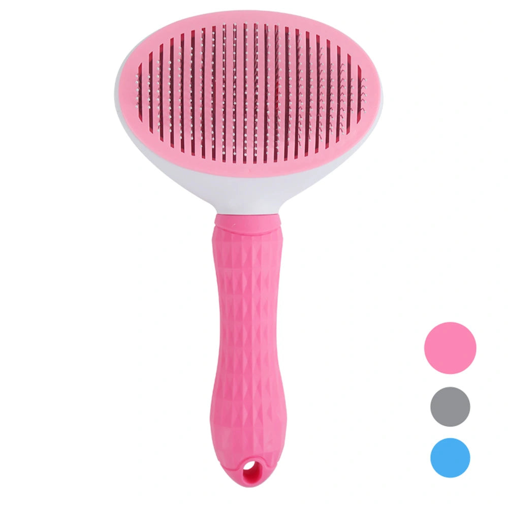 Self Cleaning Pet Brush Pink Fine Needle