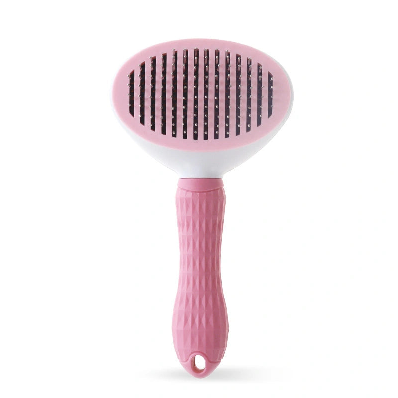 Self Cleaning Pet Brush Pink Thick Needle