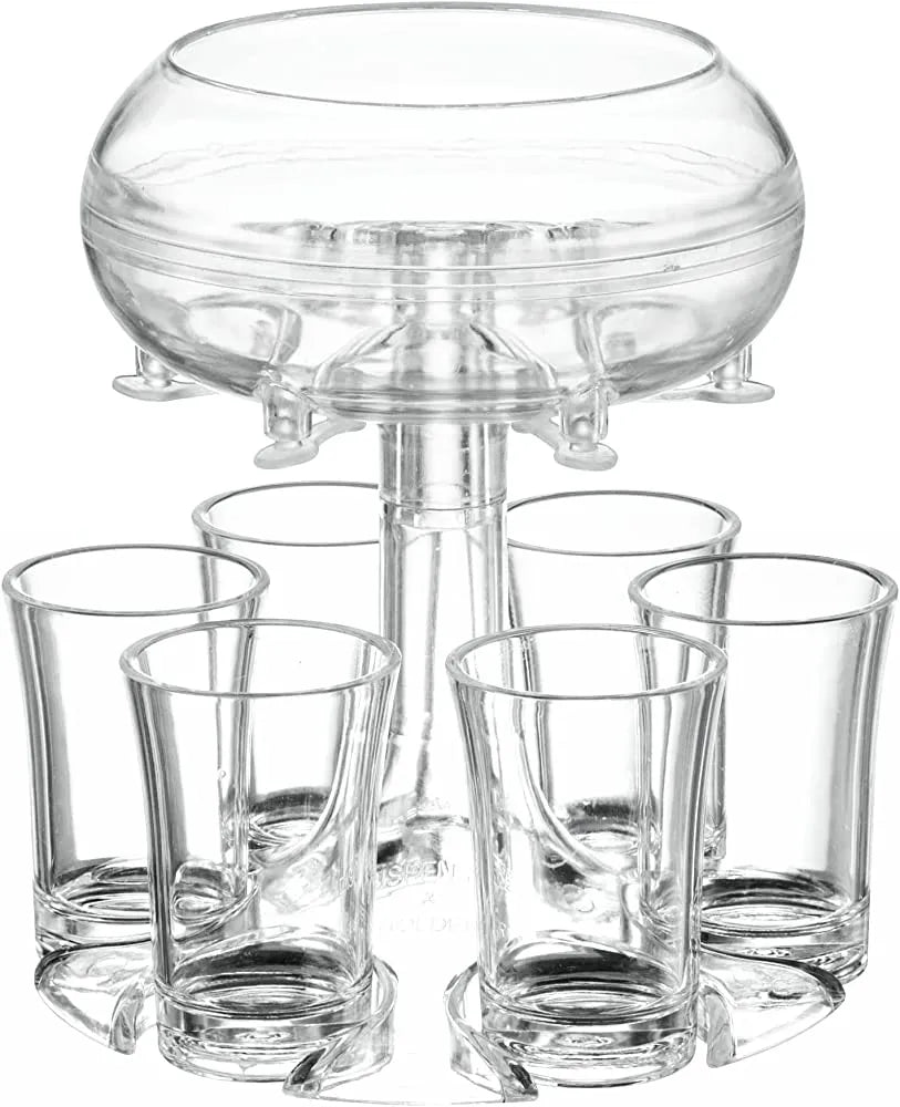Shot Dispenser with Shot Glasses Transparent